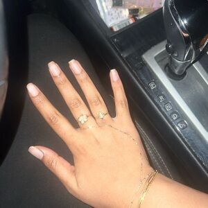 Gold Flower Ring and Bracelet Set